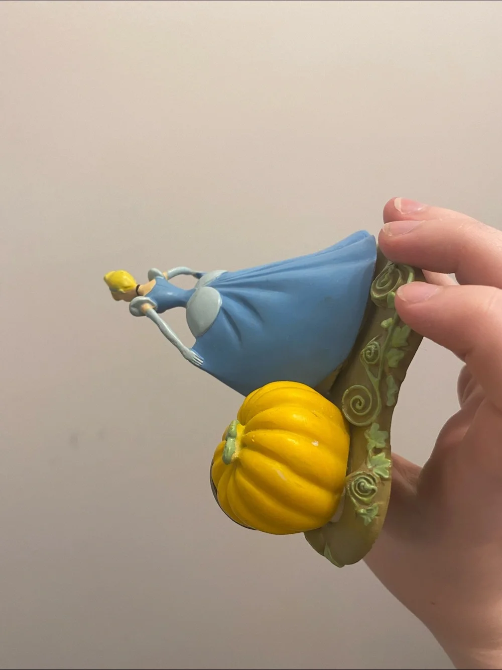 Disney Cinderella Figurine with Blue Gown and Yellow Pumpkin Clock